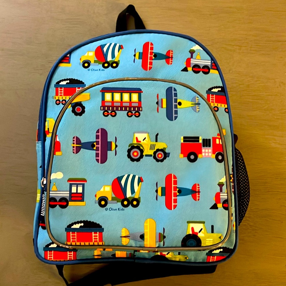 Wildkin toddler backpack trains, planes, trucks 12”
